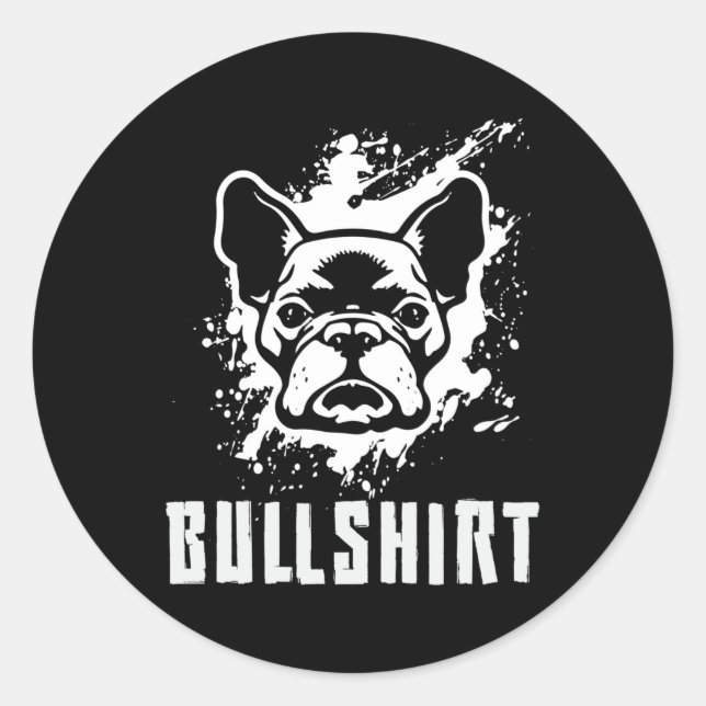 Pegatina Redonda Perros de perro de la camiseta del Bulldog francés (Anverso)