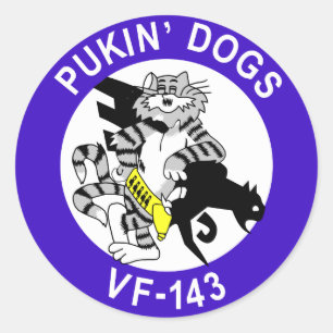 Pegatina Redonda Perros de VF-143 Pukin