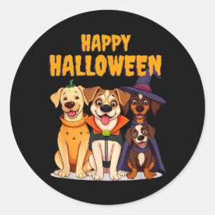 Pegatina Redonda Perros divertidos de Halloween lindos - Diseño úni