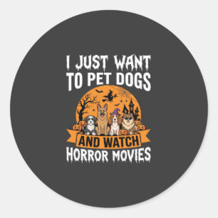 Pegatina Redonda Perros divertidos de Halloween Vectores de películ