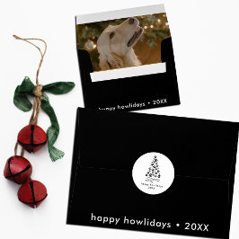 Pegatina Redonda Perros divertidos personalizados Navidad Felices F