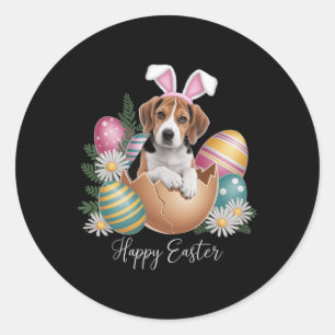 Pegatina Redonda Perros florales día de Pascua adorable cachorro de