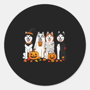 Pegatina Redonda Perros Husky Divertidos Fantasmas Perros de Hallow