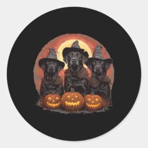 Pegatina Redonda Perros labradores negros adorables de Halloween br