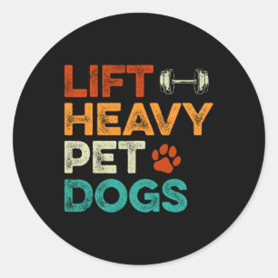 Pegatina Redonda Perros Mascotas pesados elevadores gimnasio Pet Lo