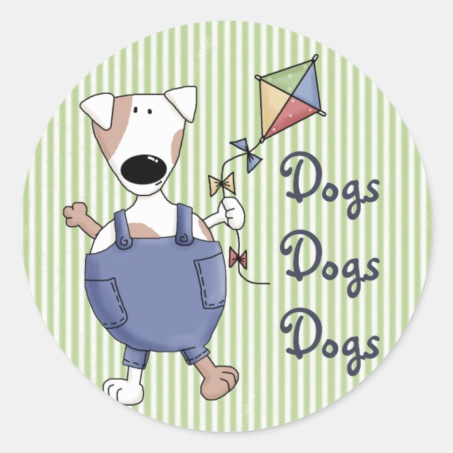 Pegatina Redonda Perros Perros Perros Personalizado Cute (Anverso)