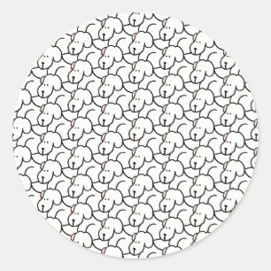 Pegatina Redonda Perros sentados de dibujos animados divertidos