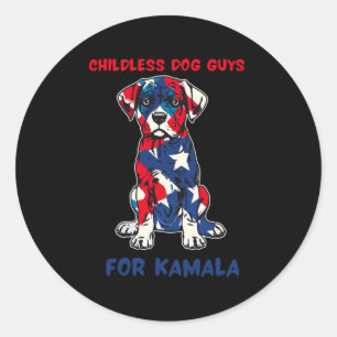 Pegatina Redonda Perros Sin Hijos Para Kamala Harris 2024