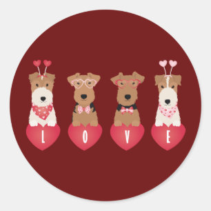 Pegatina Redonda Perros terrier de Valentine Welsh Fox