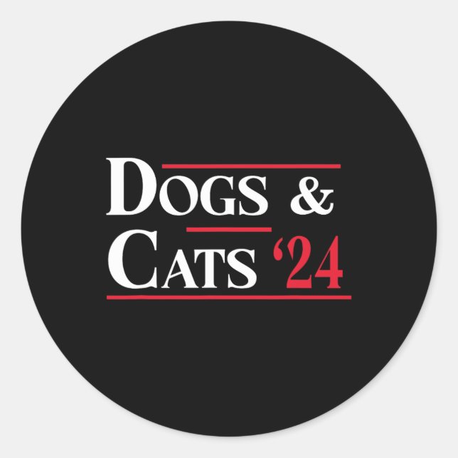 Pegatina Redonda Perros y gatos 2024 Comen los perros (Anverso)