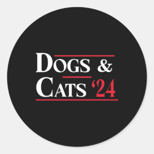 Pegatina Redonda Perros y gatos 2024 Comen los perros