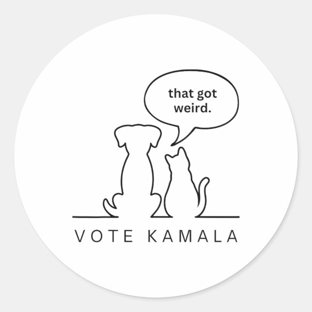 Pegatina Redonda Perros Y Gatos Divertidos Que Se Hicieron Raros Vo (Anverso)