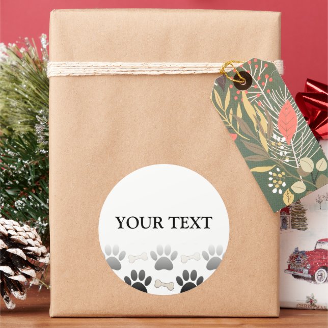 Pegatina Redonda Perros Y Huesos Con Texto De Personalizado De Grad (Vacaciones)