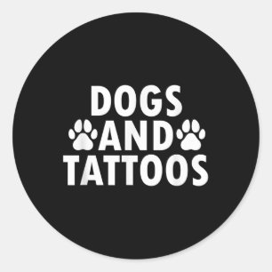 Pegatina Redonda Perros Y Tatuajes
