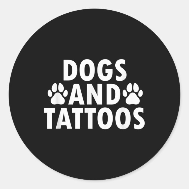 Pegatina Redonda Perros Y Tatuajes (Anverso)