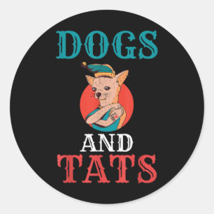 Pegatina Redonda Perros Y Tatuajes Tentadores Tácticos Lover