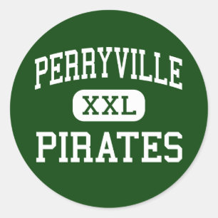 Pegatina Redonda Perryville - piratas - alto - Perryville Missouri