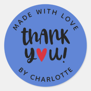 Pegatina Redonda Persoanlizado Hecho Con Amor Gracias