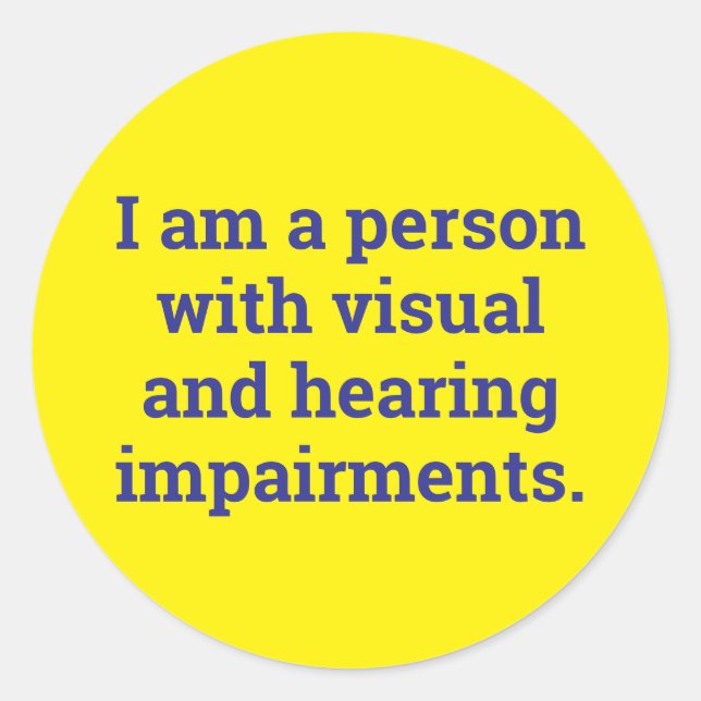 Pegatina Redonda person with visual and hearing impairment (Anverso)
