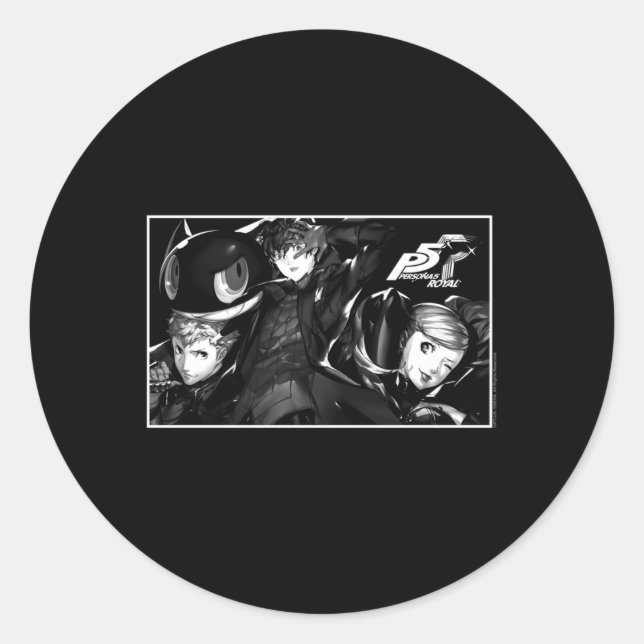 Pegatina Redonda Persona 5 Caracteres En Rectángulo (Anverso)