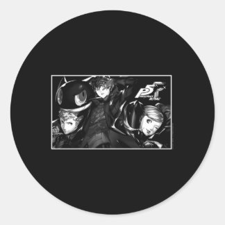 Pegatina Redonda Persona 5 Caracteres En Rectángulo