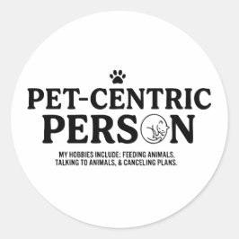 Pegatina Redonda Persona centrada en las mascotas
