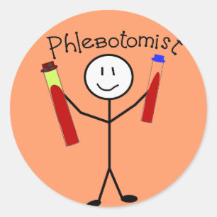Pegatina Redonda Persona del palillo de Phlebotomist