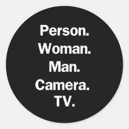 Pegatina Redonda Persona. Mujer. Hombre. Cámara. TV.