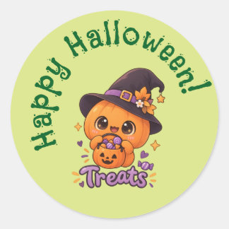 Pegatina Redonda Personaje de Calabaza Adorable 🎃🧡