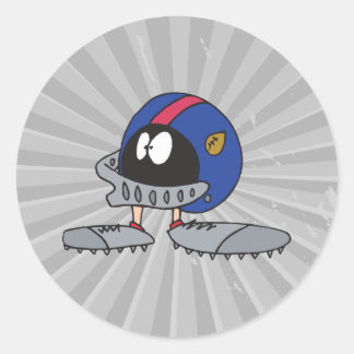 Pegatina Redonda personaje de caricatura del casco de fútbol divert