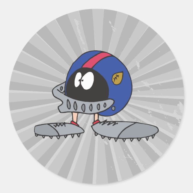 Pegatina Redonda personaje de caricatura del casco de fútbol divert (Anverso)