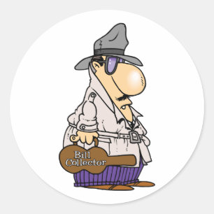 Pegatina Redonda Personaje de Cobrador de Facturas Divertido