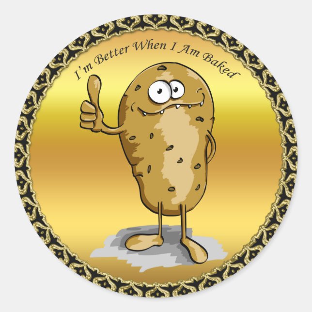 Pegatina Redonda personaje de dibujos animados potato con ojos gran (Anverso)