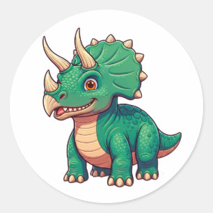 Pegatina Redonda Personaje de dinosaurio bebé para niños