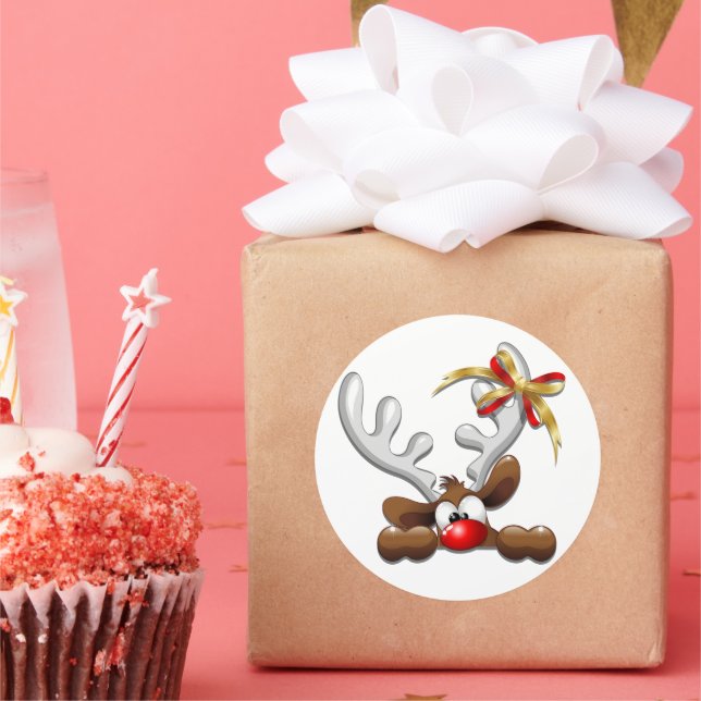 Pegatina Redonda Personaje de Navidades divertidos y desconcertados (Fiesta)