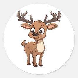 Pegatina Redonda Personaje de reno de feliz Personalizado Navidad