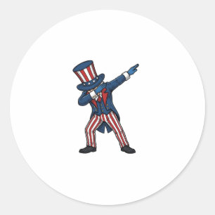 Pegatina Redonda Personaje Patriótico Dabbing Diseño Vector Vintage