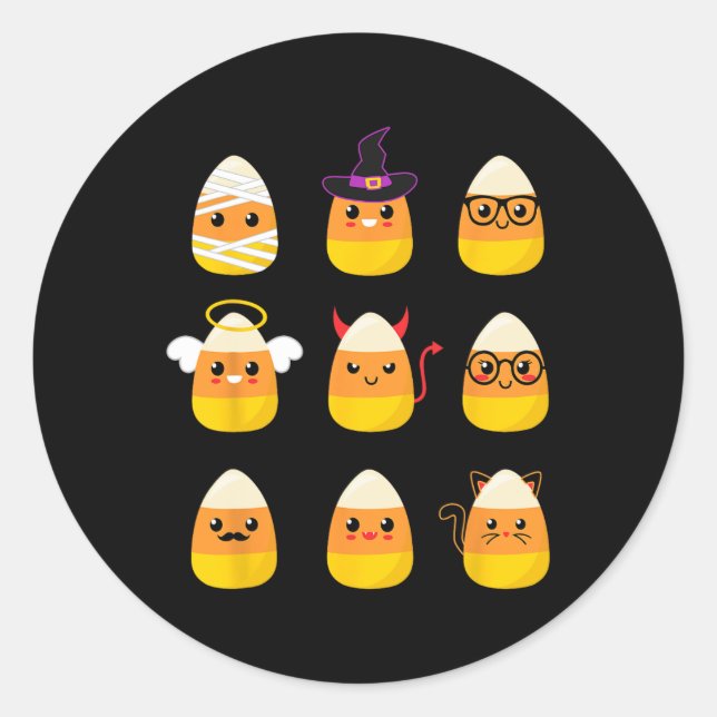 Pegatina Redonda Personajes con disfraces de maíz con vaina - Niño  (Anverso)