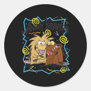Pegatina Redonda Personajes De Beavers Enojados De Los Años 90