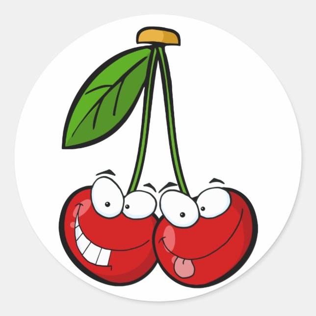 Pegatina Redonda Personajes de caricatura de Red Cherry (Anverso)
