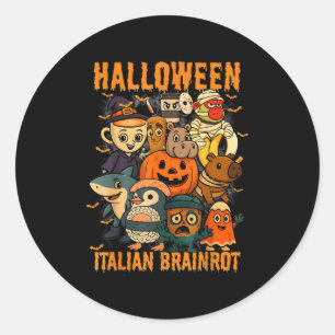 Pegatina Redonda Personajes De Meme De Brainrot Italiano Disfraces 
