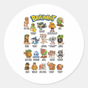 Pegatina Redonda Personajes De Meme De Brainrot Italiano Sobre El H