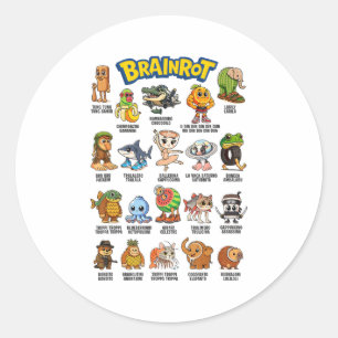 Pegatina Redonda Personajes De Meme De Brainrot Italiano Sobre El H