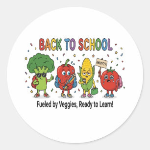 Pegatina Redonda Personajes de Verduras Divertidos para el Regreso