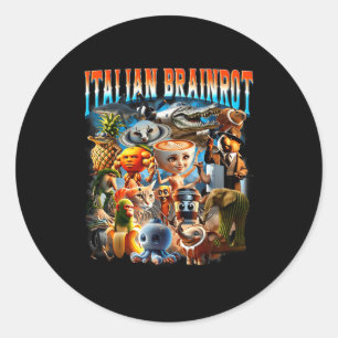 Pegatina Redonda Personajes Divertidos de Italian Brainrot Meme Ten
