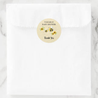 Pegatina Redonda Personajes personalizados Baby Shower mami to bee