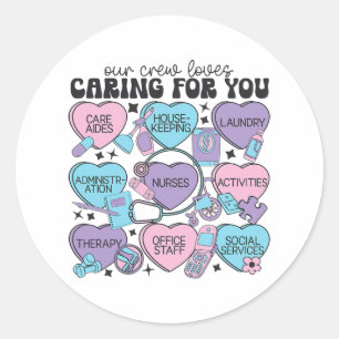 Pegatina Redonda Personal De La Sala De Estar Enfermería Valentine 