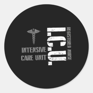 Pegatina Redonda Personal De La Unidad De Atención Intensiva De Enf