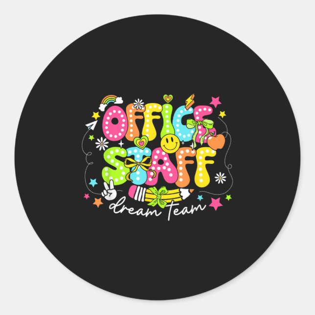 Pegatina Redonda Personal De Office Dream Team First Day Retro (Anverso)