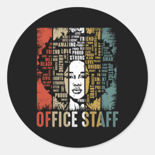 Pegatina Redonda Personal de oficina afroamericanas mujeres afroame